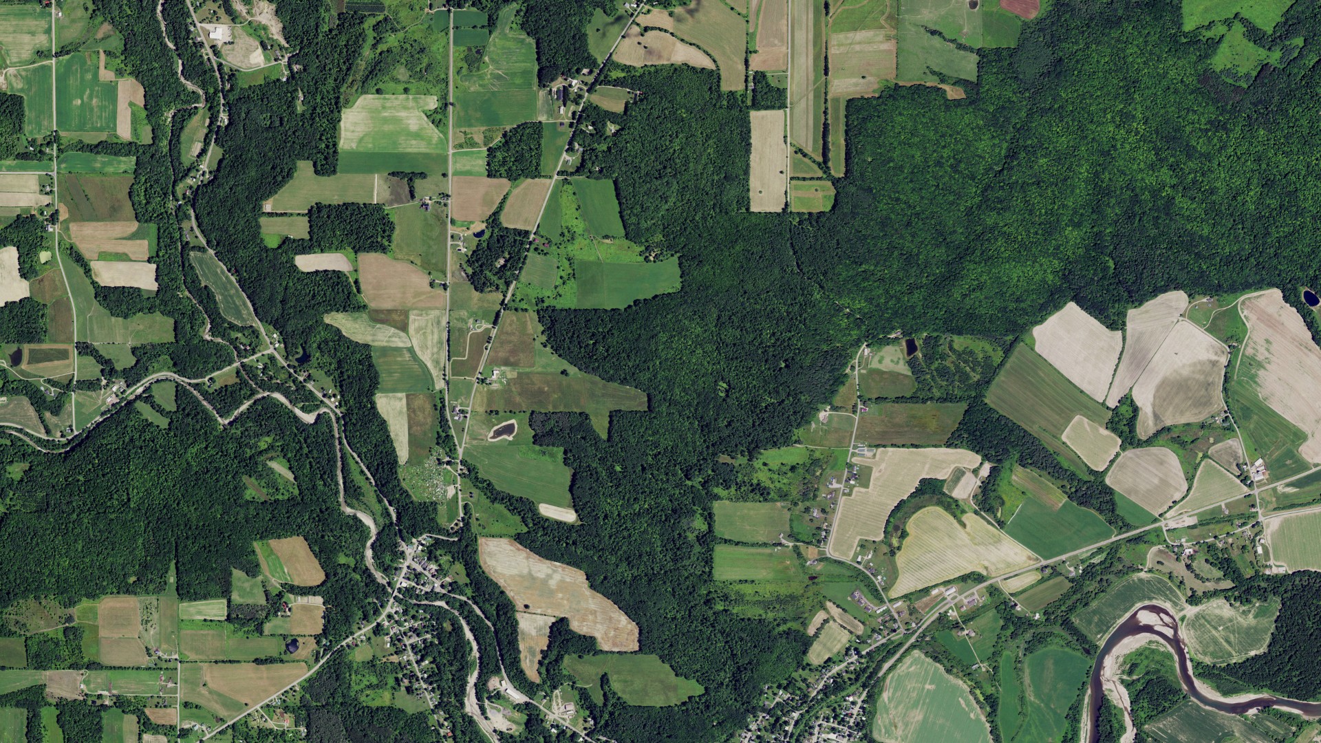 Aerial view of land around Hume, New York