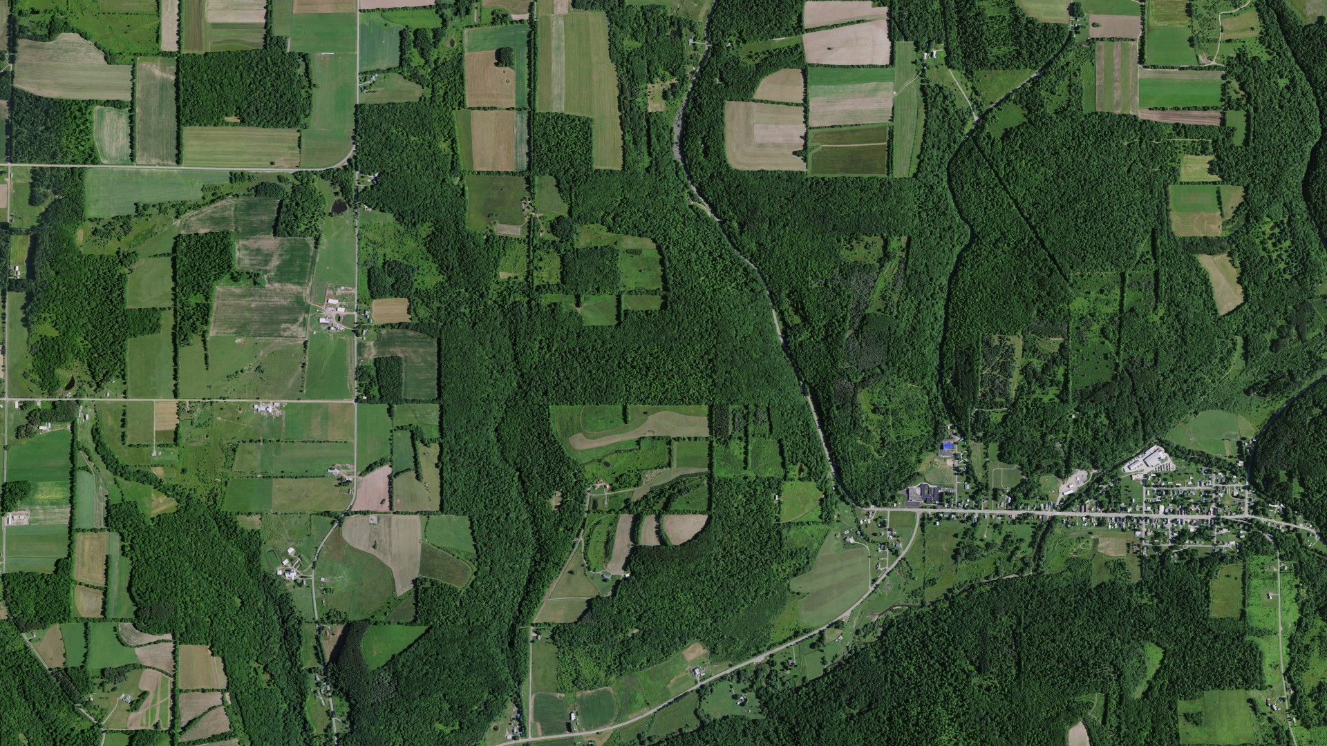 Aerial view of land around Independence, New York
