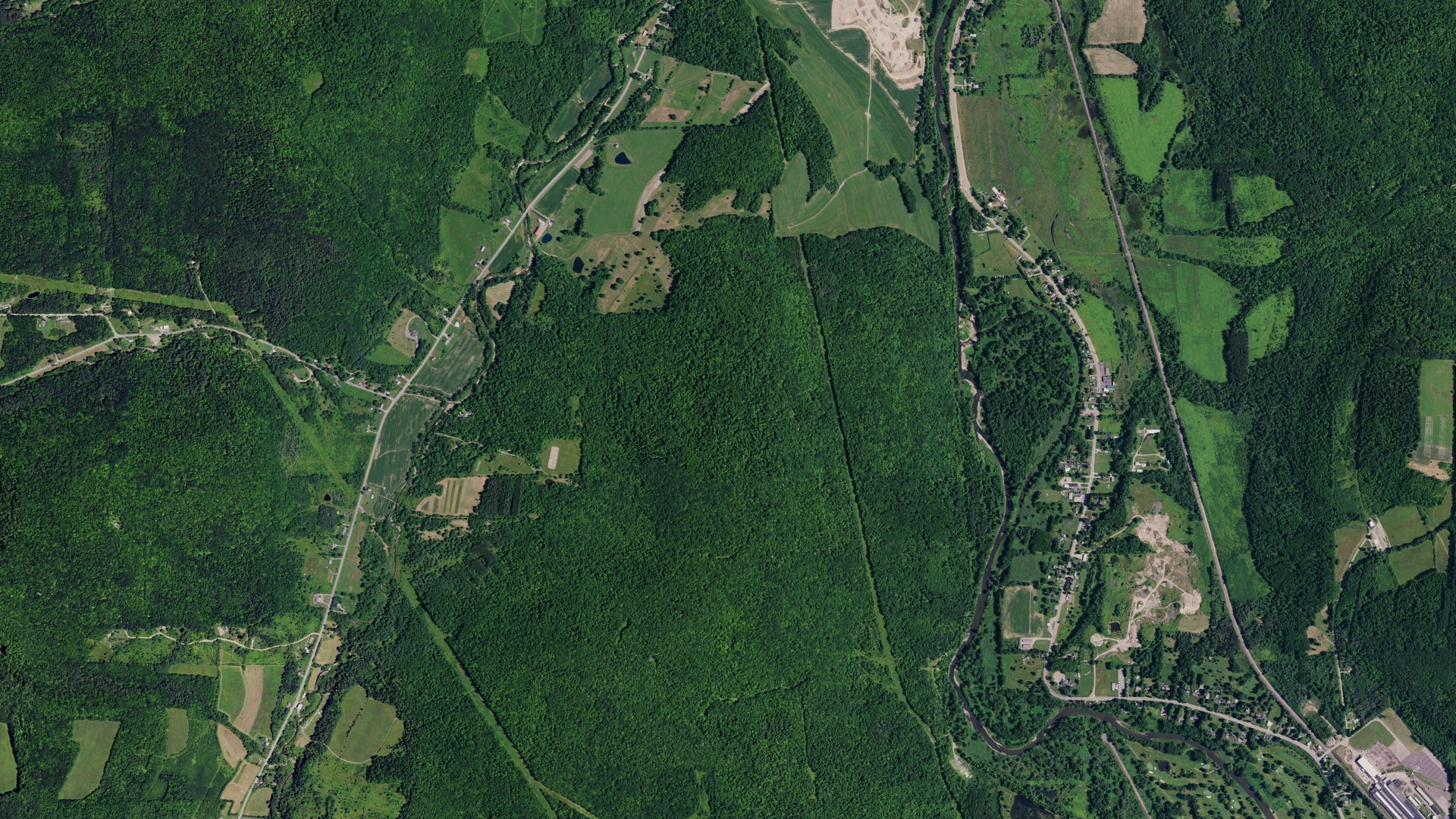 Aerial view of land around Scio, New York