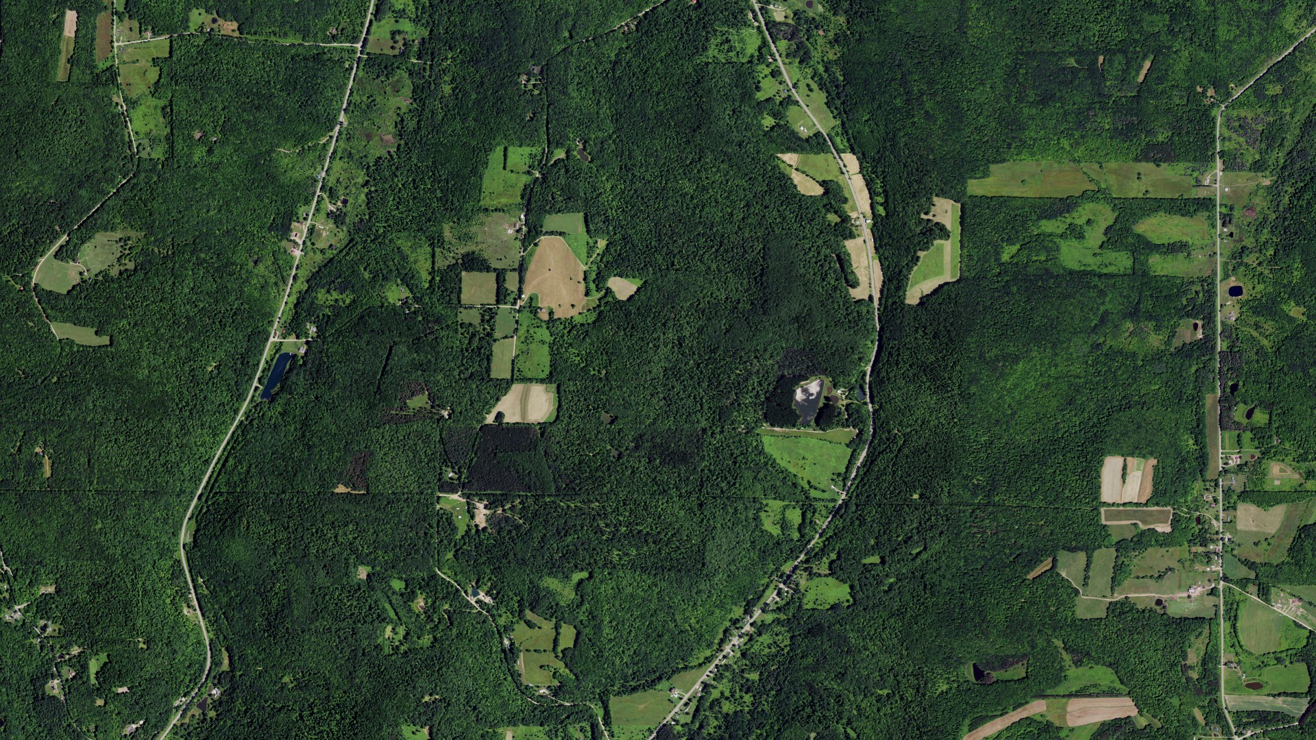 Aerial view of land around Wirt, New York