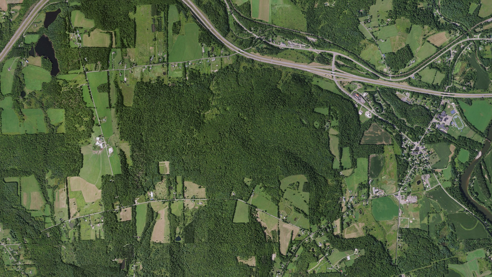 Aerial view of land around Colesville, New York