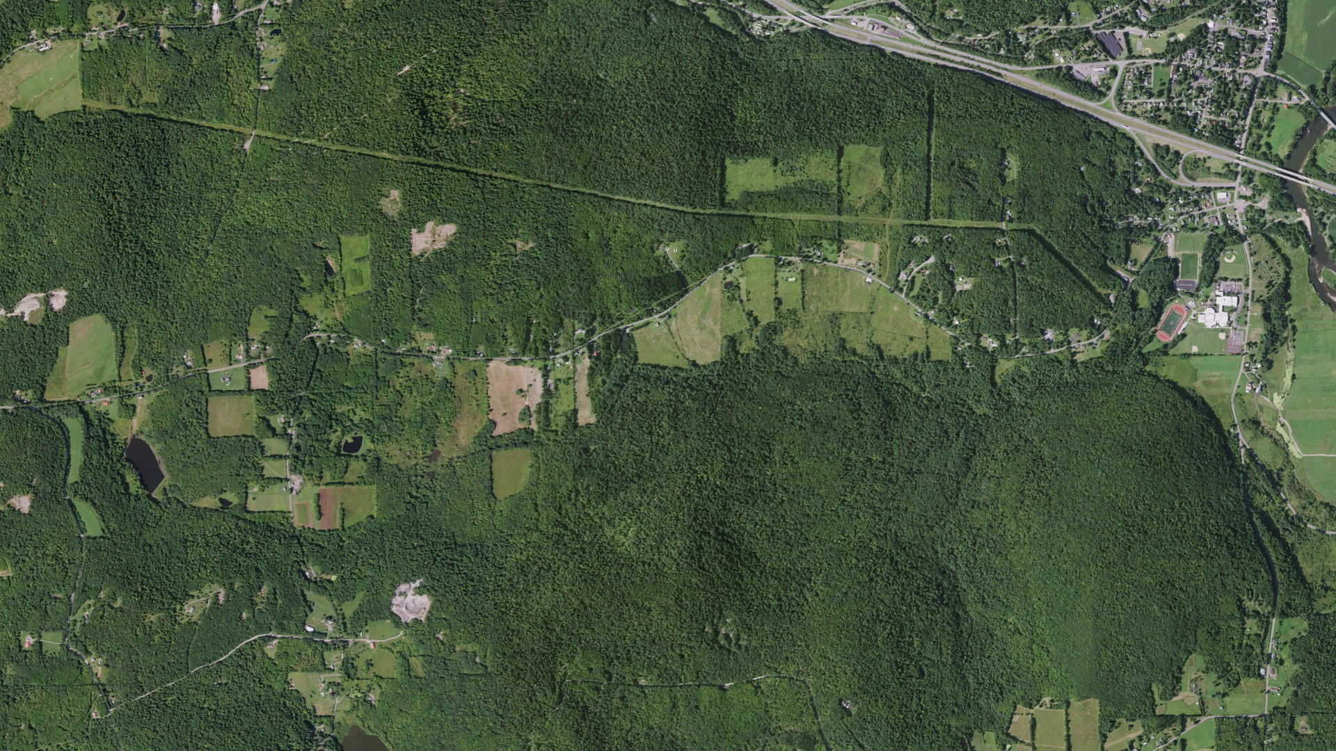 Aerial view of land around Windsor, New York