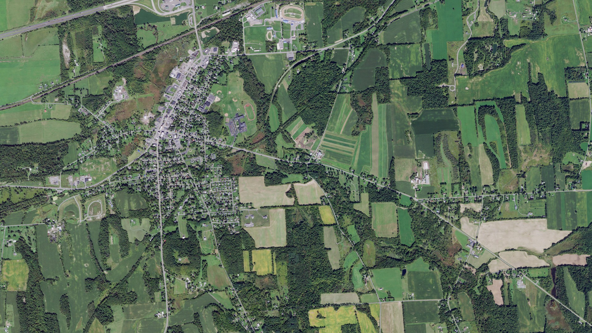 Aerial view of land around Brutus, New York