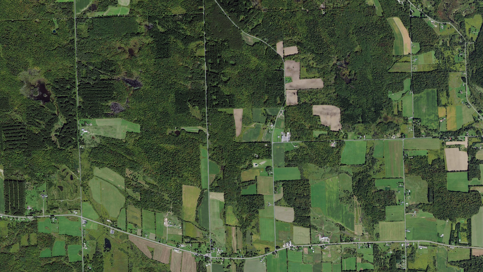 Aerial view of land around Summerhill, New York
