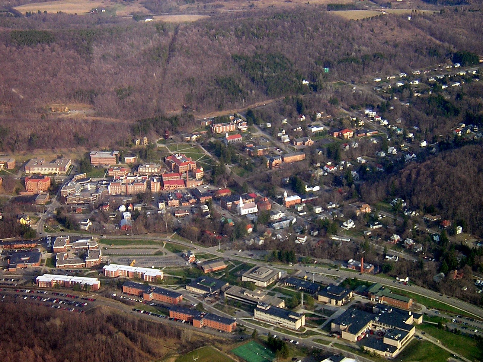 Aerial landscape in Alfred, New York