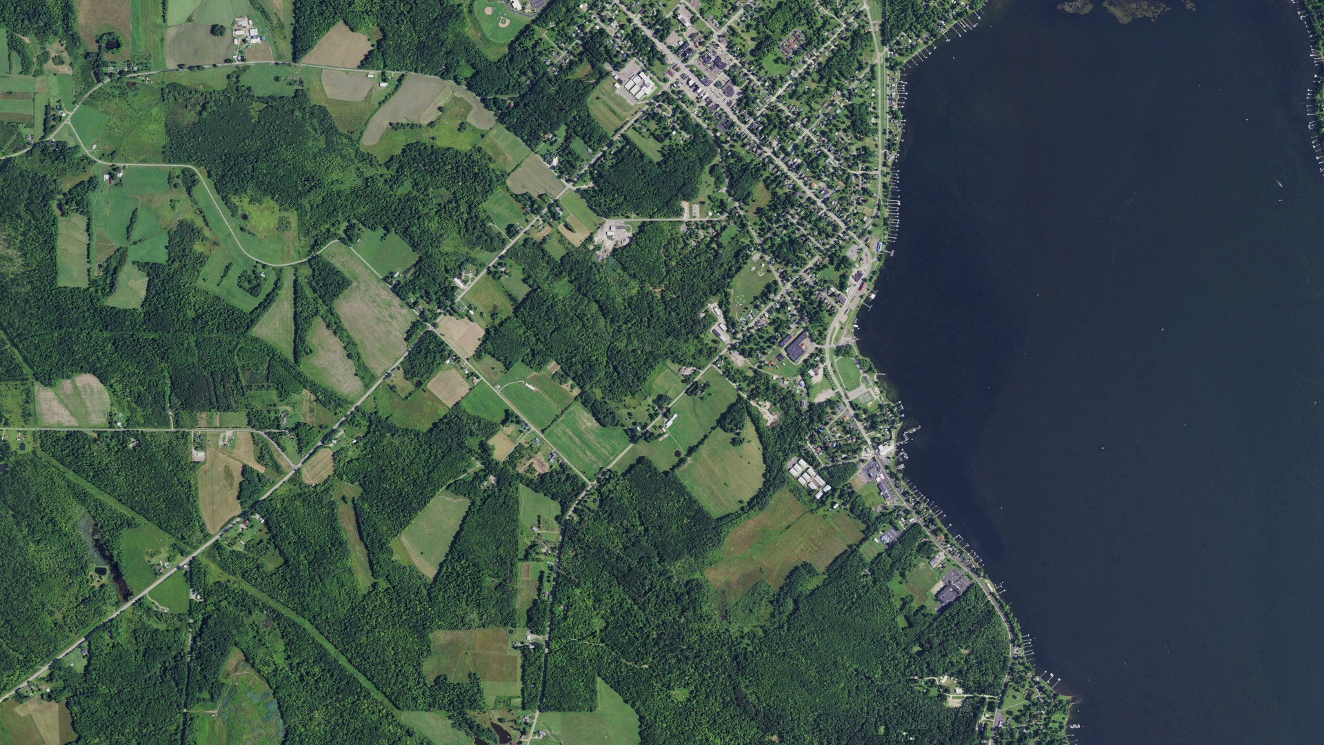 Aerial view of land around Chautauqua, New York
