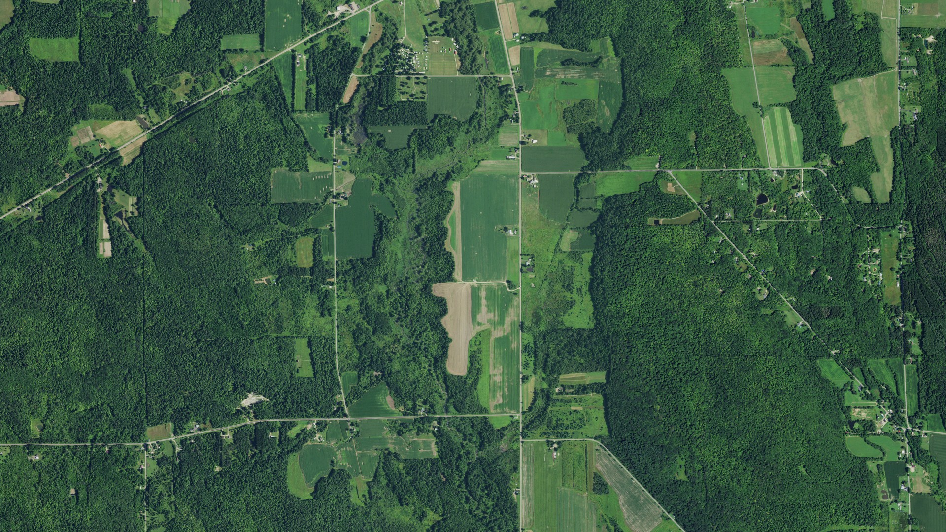 Aerial view of land around Stockton, New York