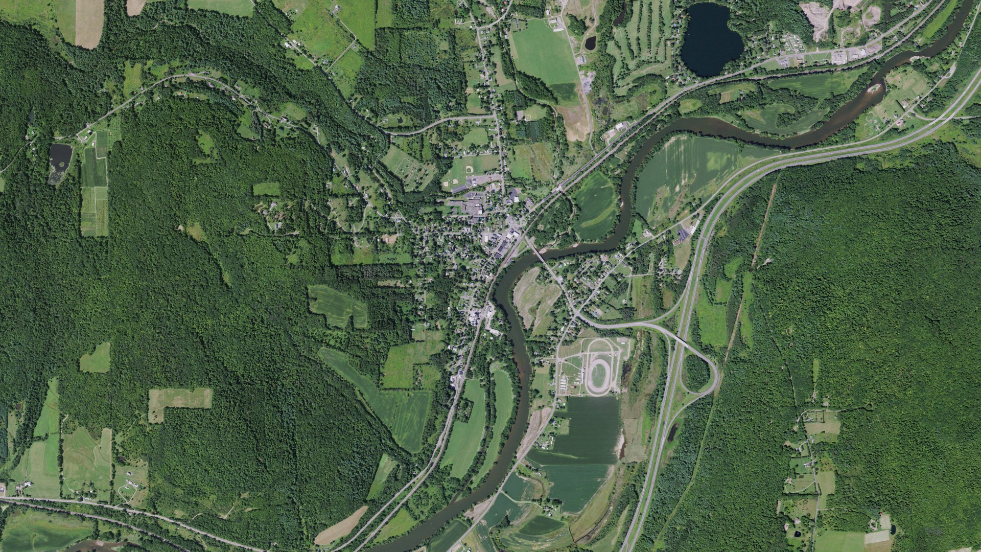 Aerial view of land around Afton, New York