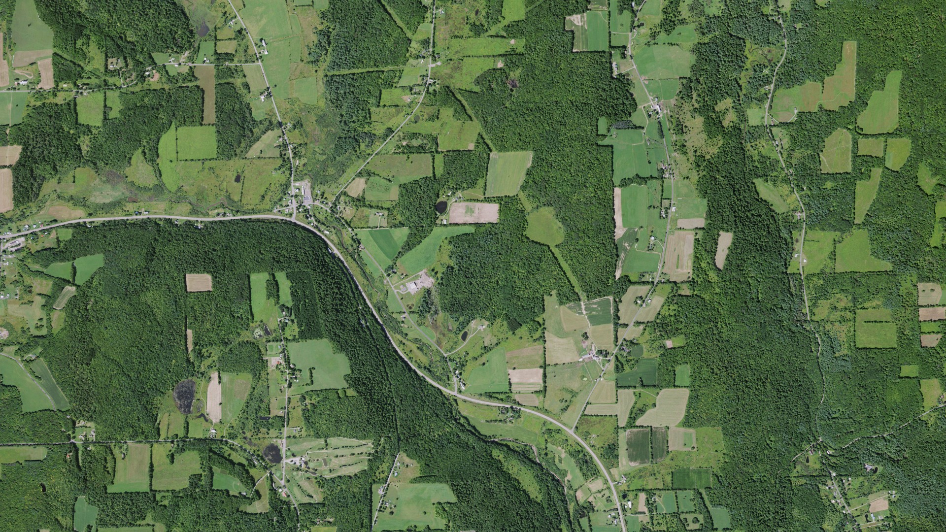 Aerial view of land around Guilford, New York