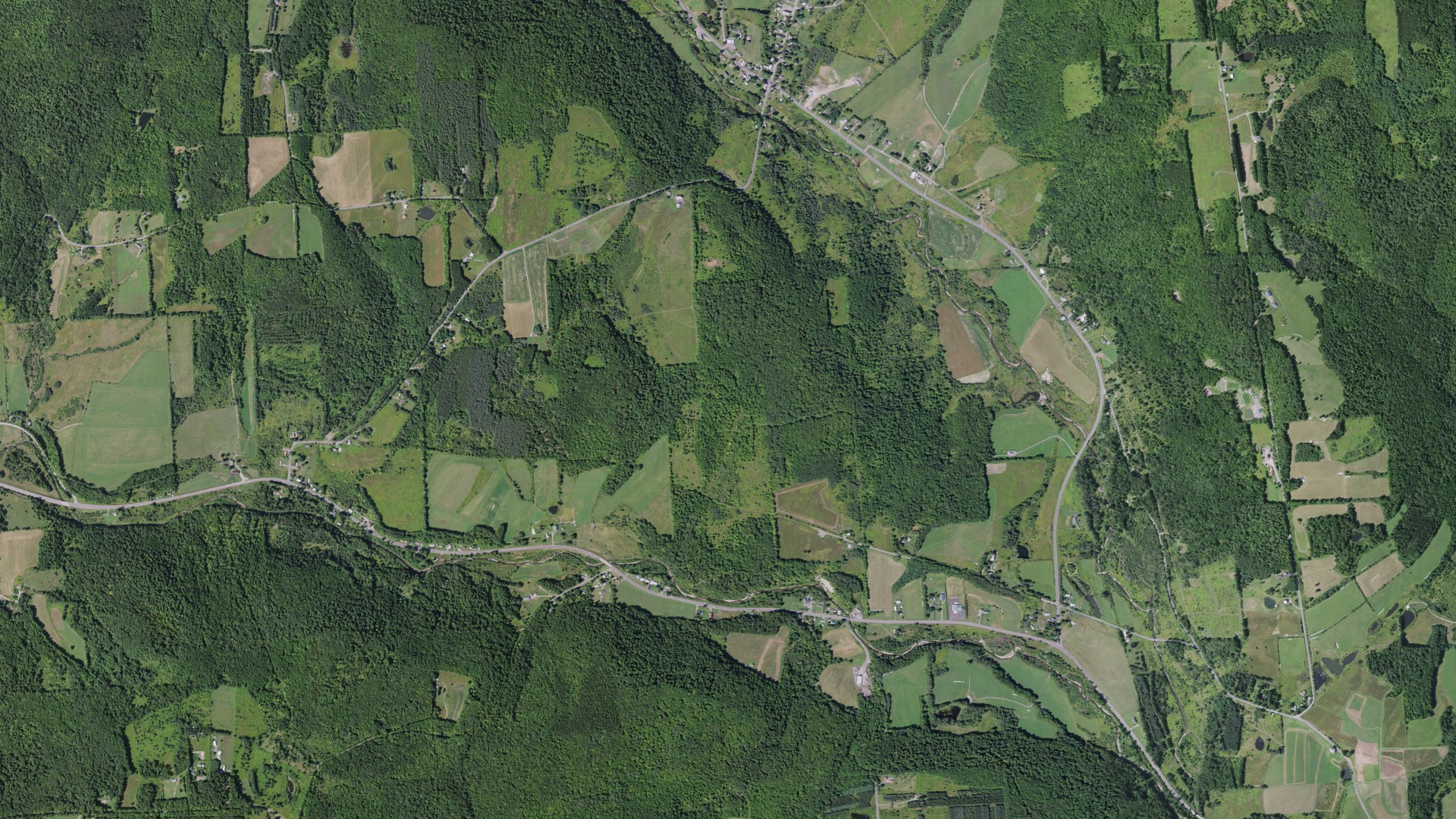 Aerial view of land around Plymouth, New York