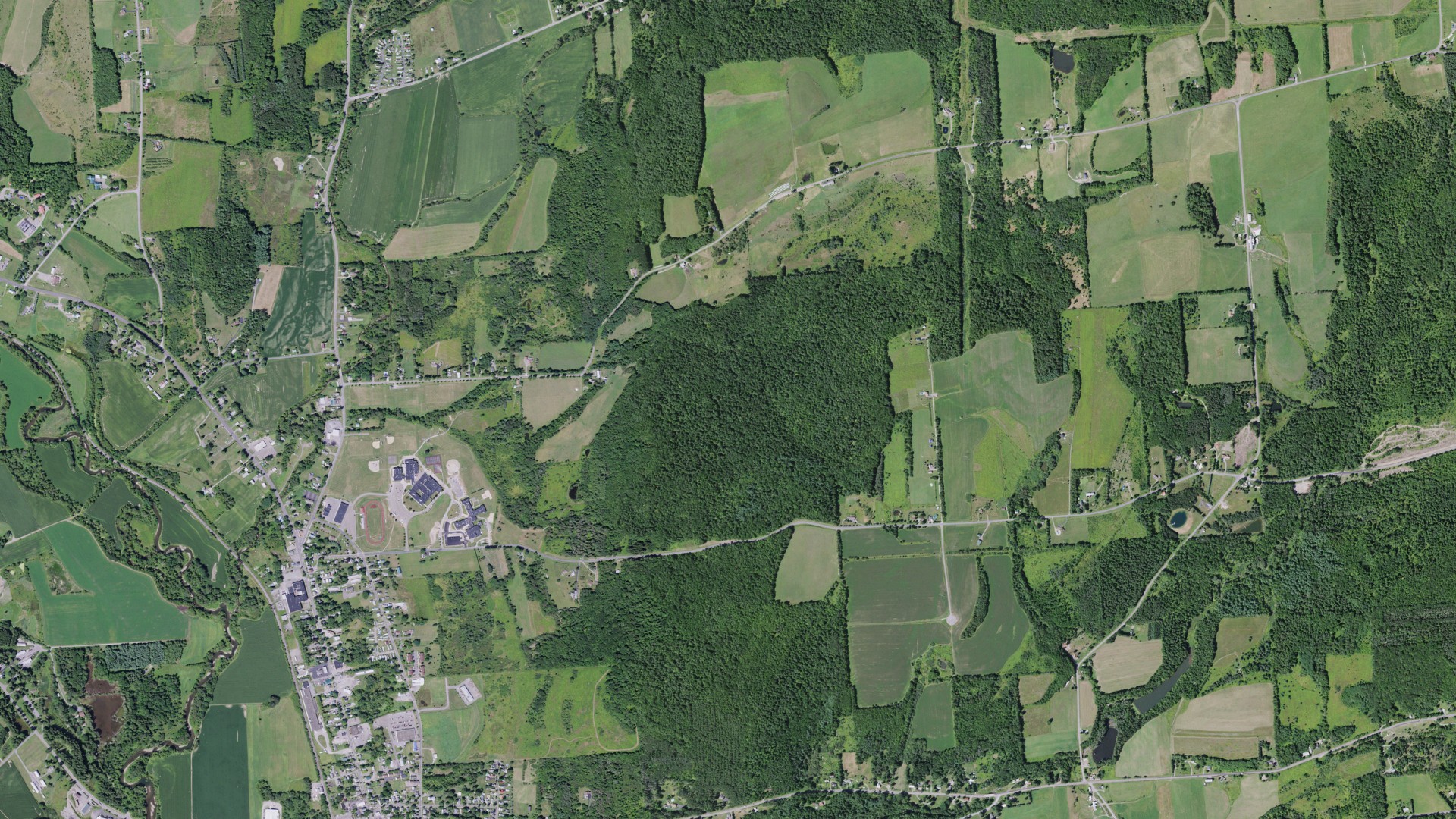 Aerial view of land around Sherburne, New York