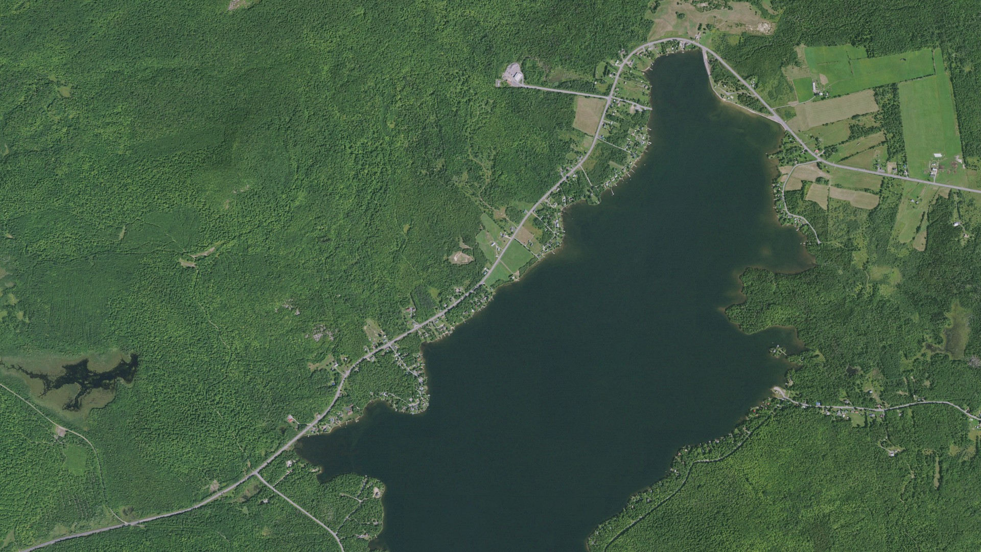 Natural-color aerial photograph of land around Dannemora, New York