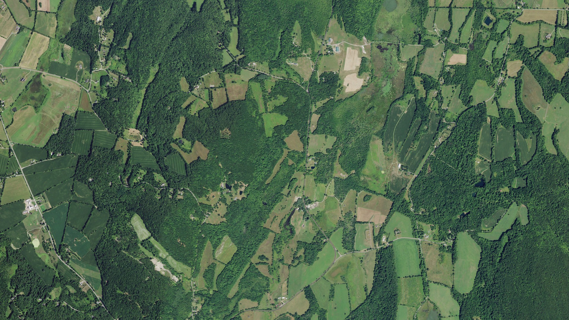 Aerial view of land around Ancram, New York