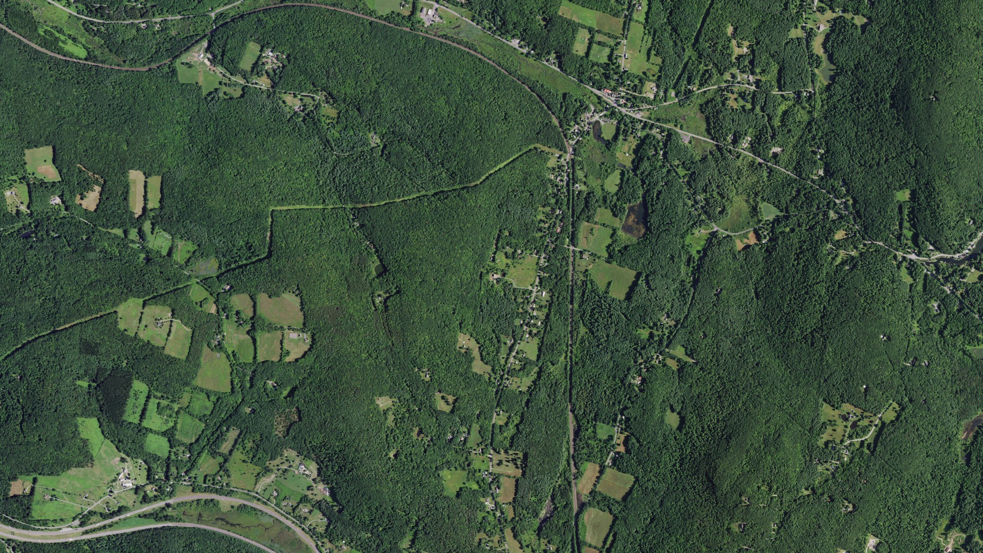 Aerial view of land around Canaan, New York