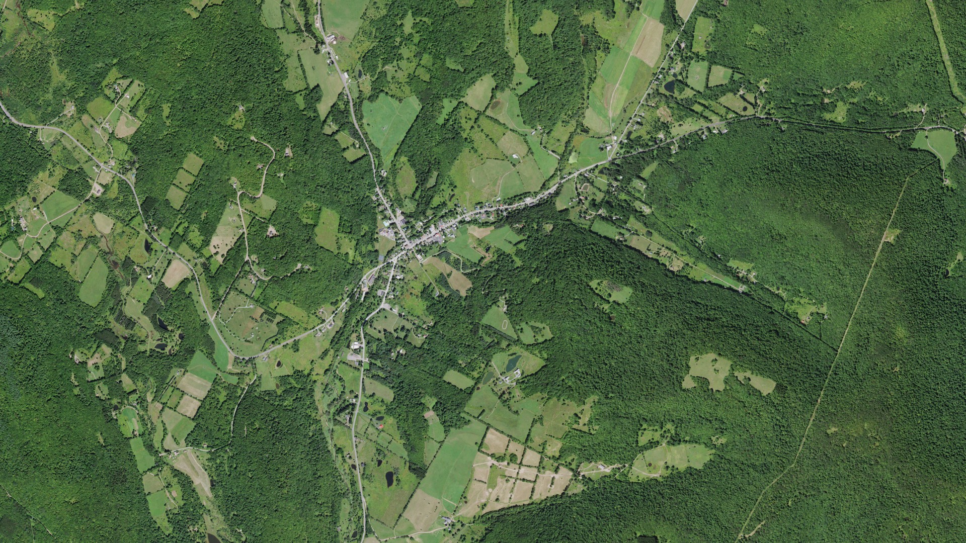 Aerial view of land around Andes, New York