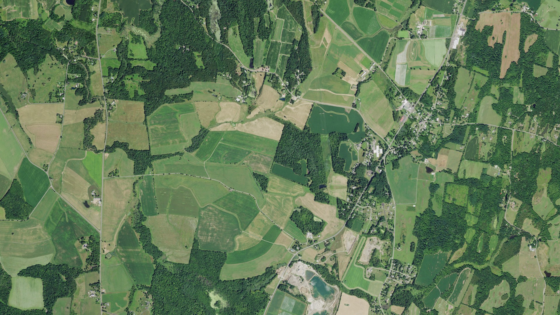 Aerial view of land around Livingston, New York