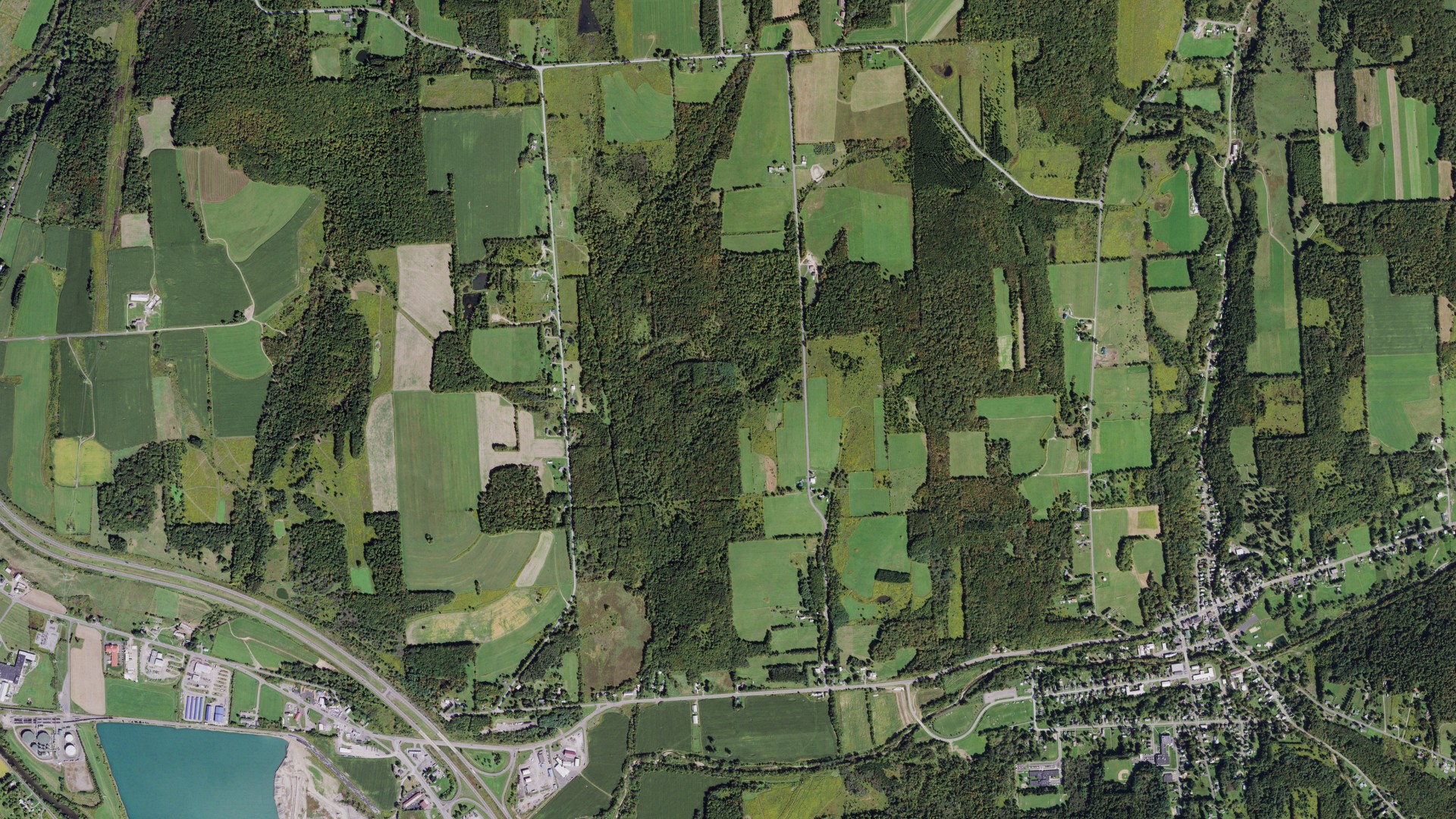Aerial view of land around Cortlandville, New York
