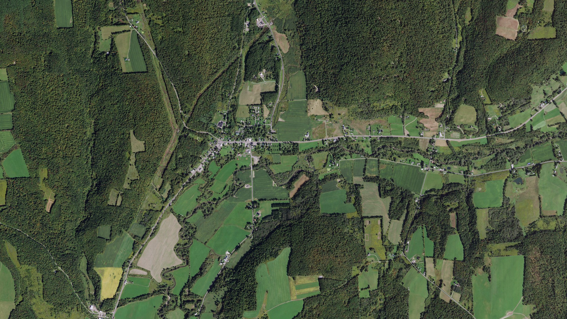 Aerial view of land around Truxton, New York