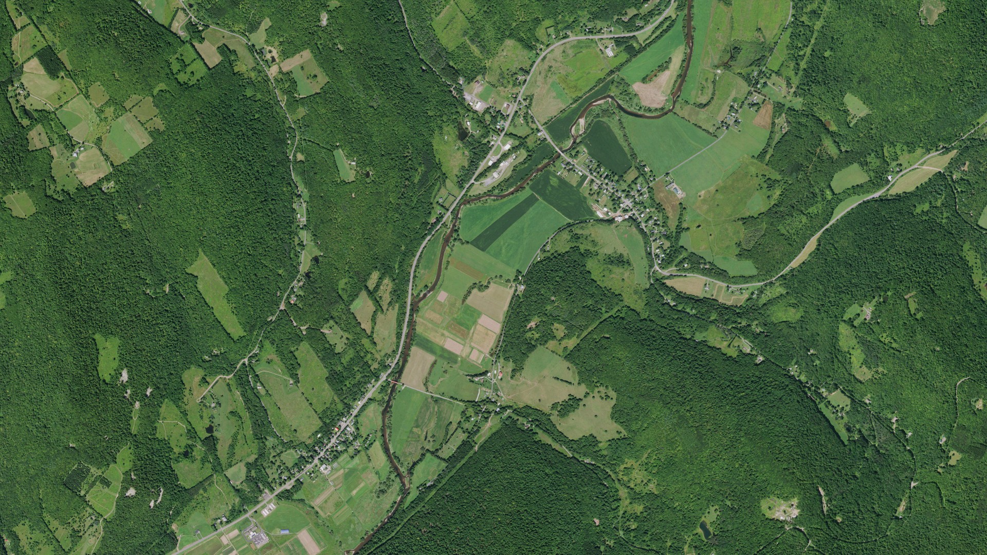 Aerial view of land around Hamden, New York