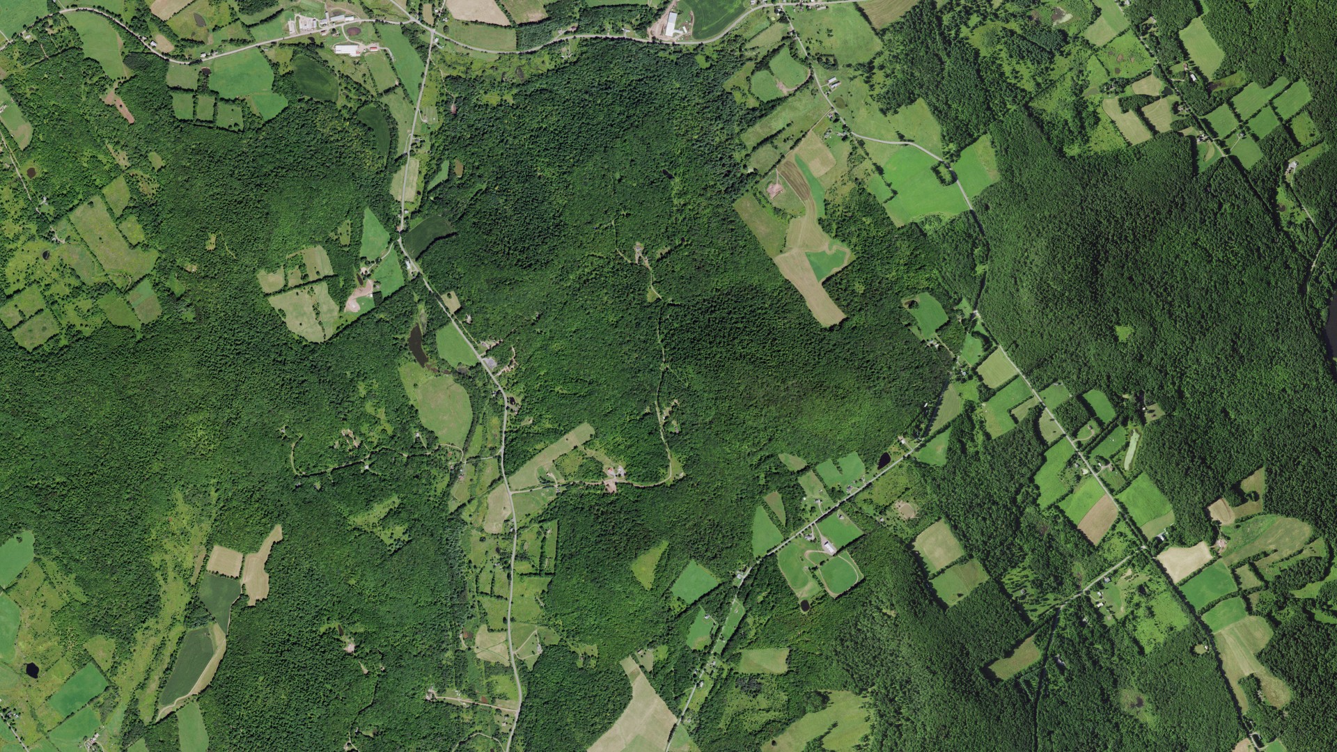 Aerial view of land around Kortright, New York