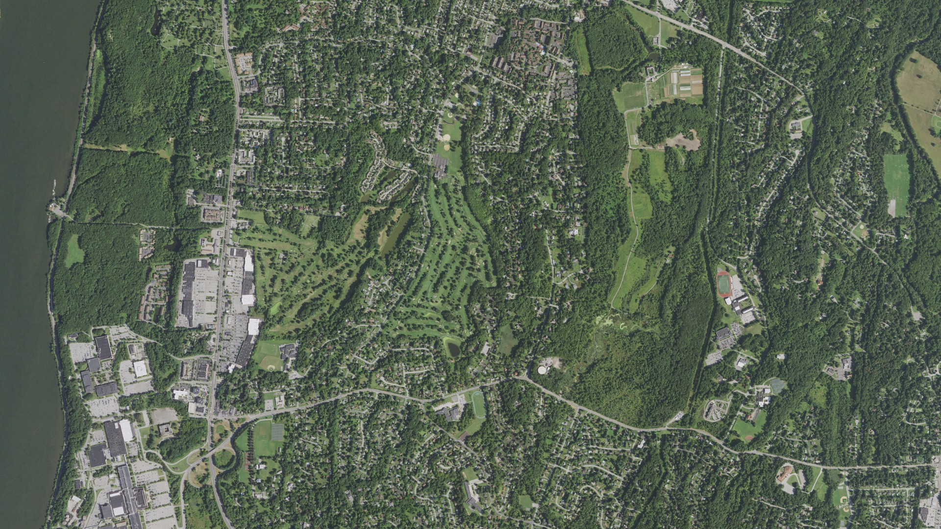 Aerial view of land around Poughkeepsie, New York