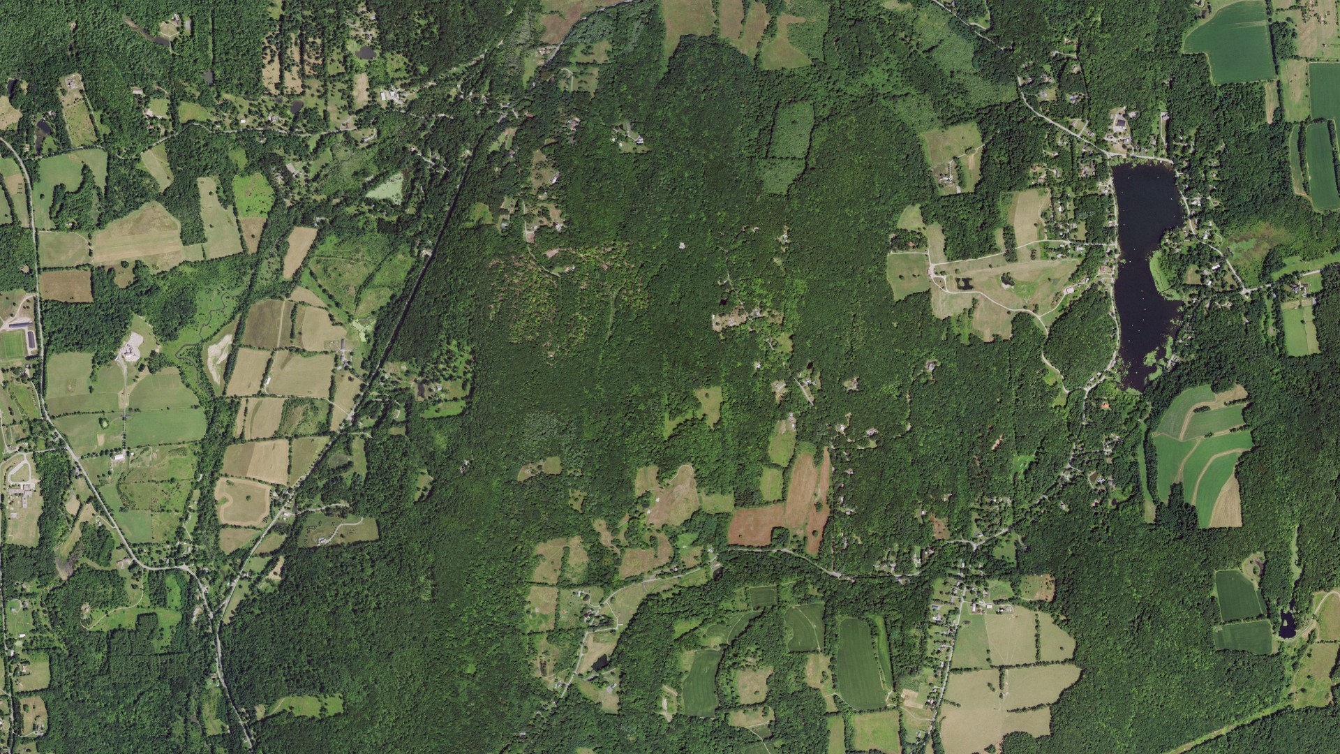 Aerial view of land around Stanford, New York