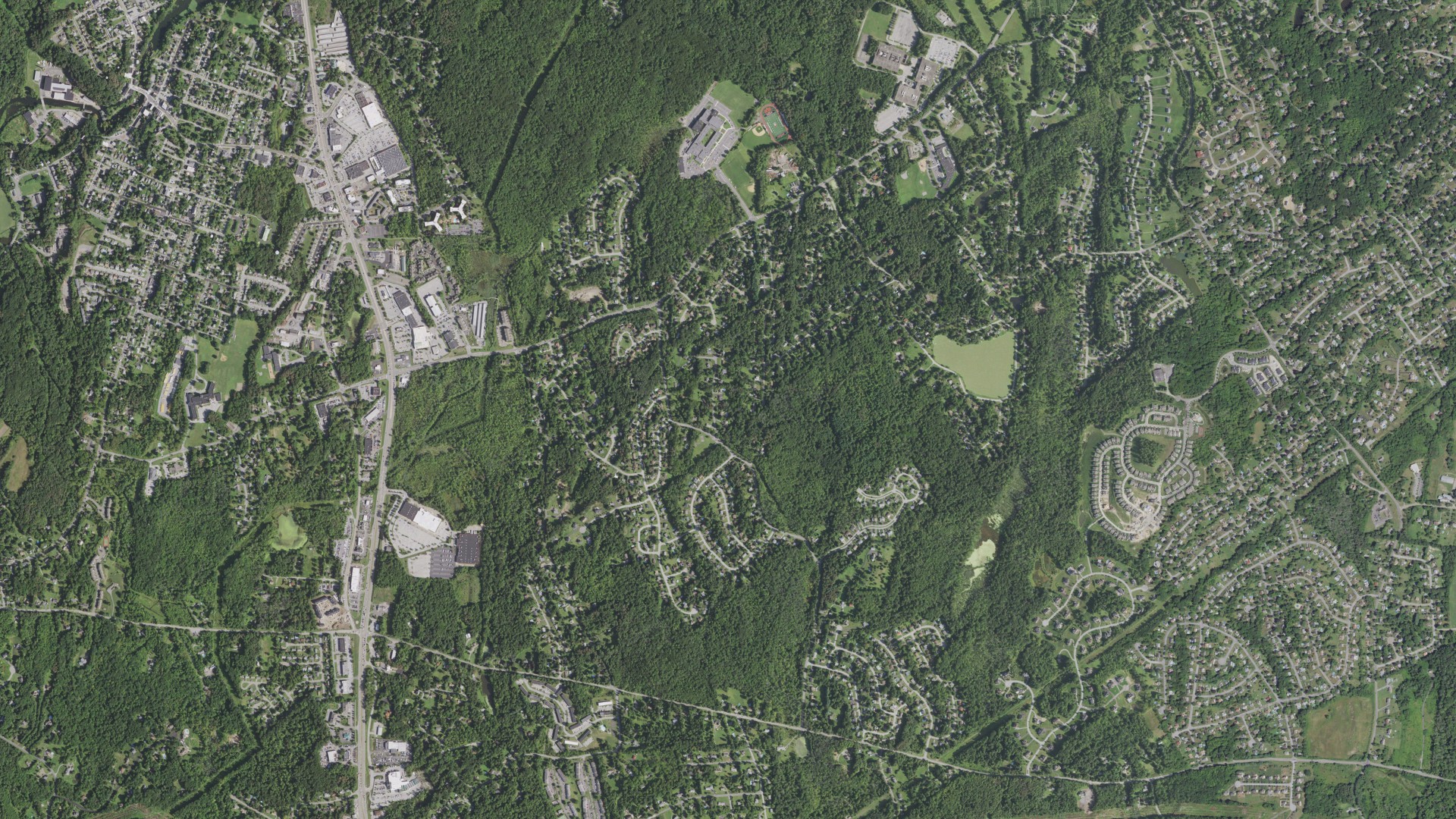 Aerial view of land around Wappinger, New York