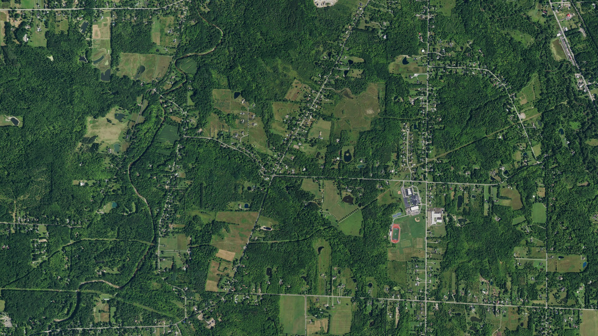 Aerial view of land around Aurora, New York
