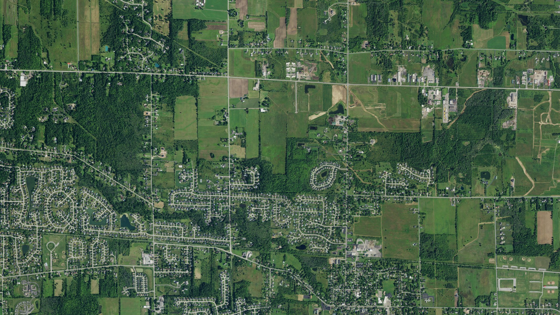 Aerial view of land around Clarence, New York