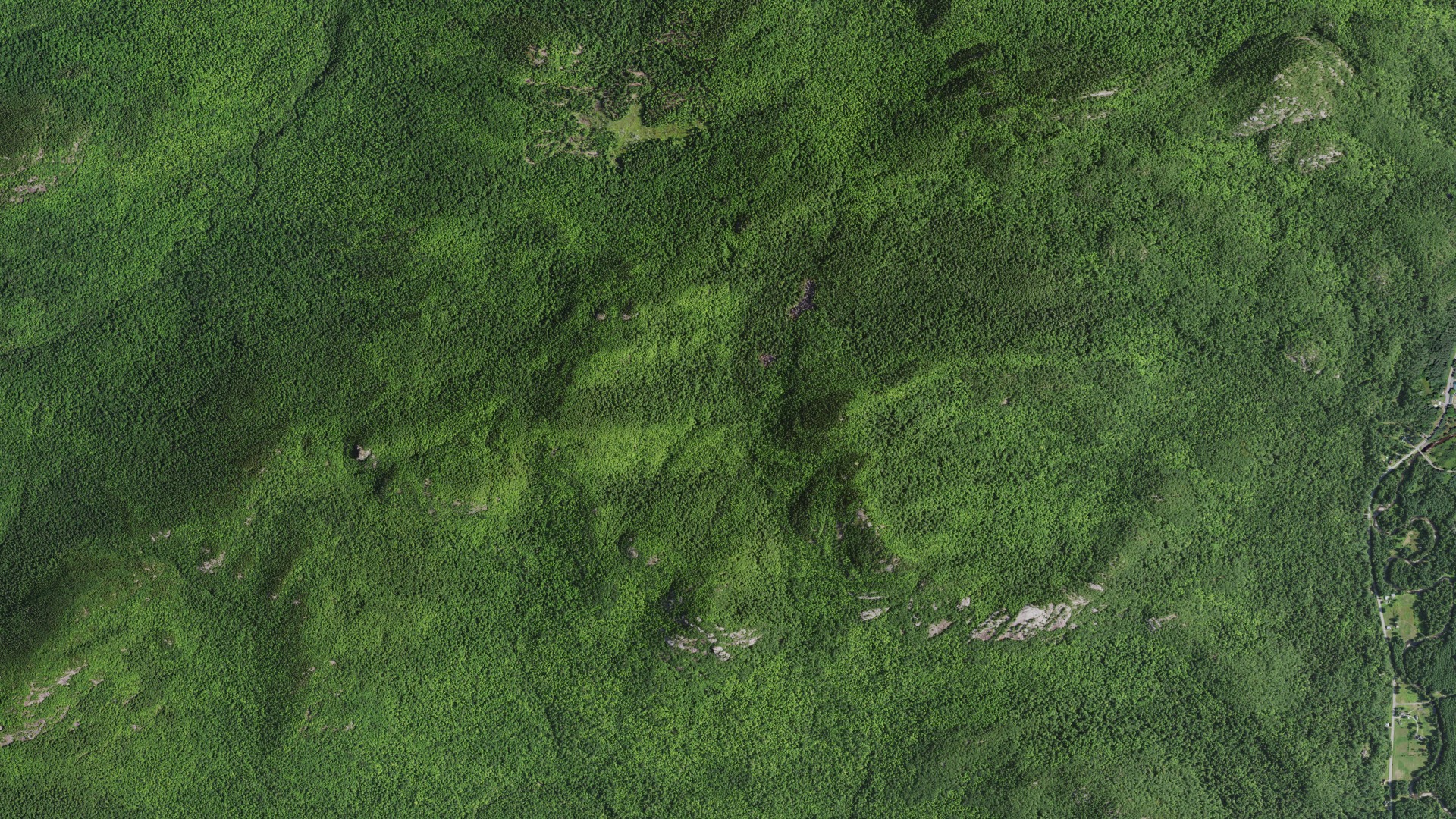 Aerial view of land around Elizabethtown, New York