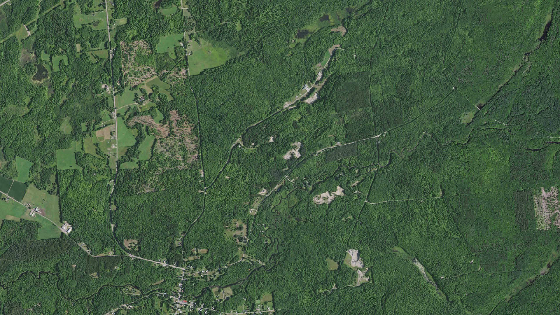 Aerial view of land around Dickinson, New York