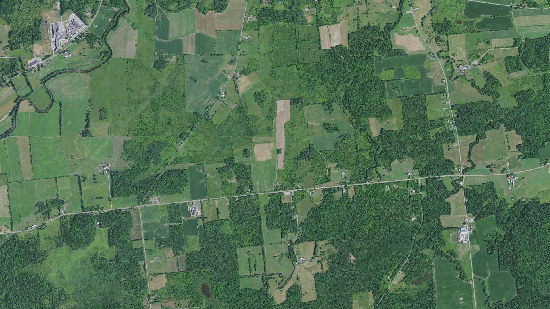 Aerial view of land around Fort Covington, New York