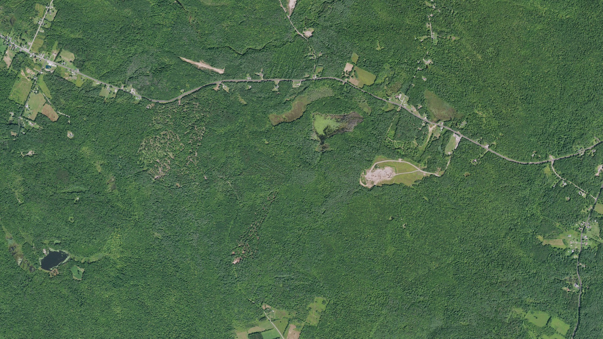 Natural-color aerial photograph of land around Ephratah, New York