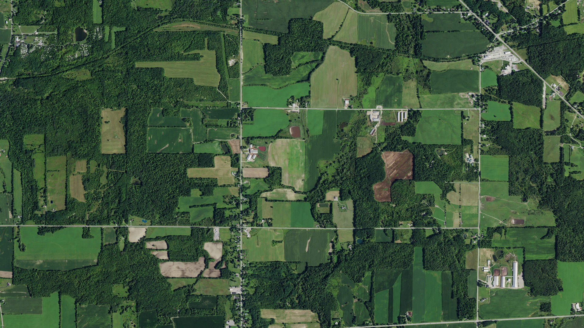 Aerial view of land around Bethany, New York
