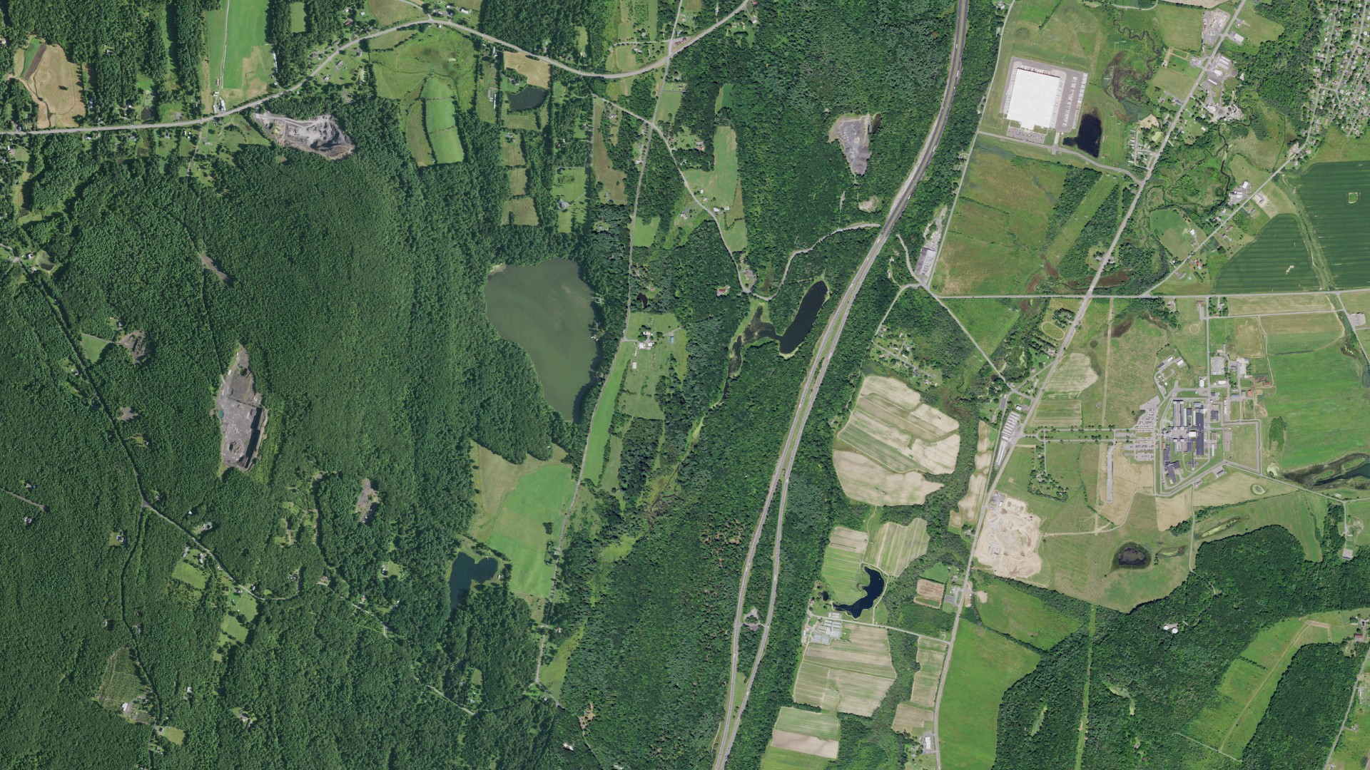 Aerial view of land around Coxsackie, New York