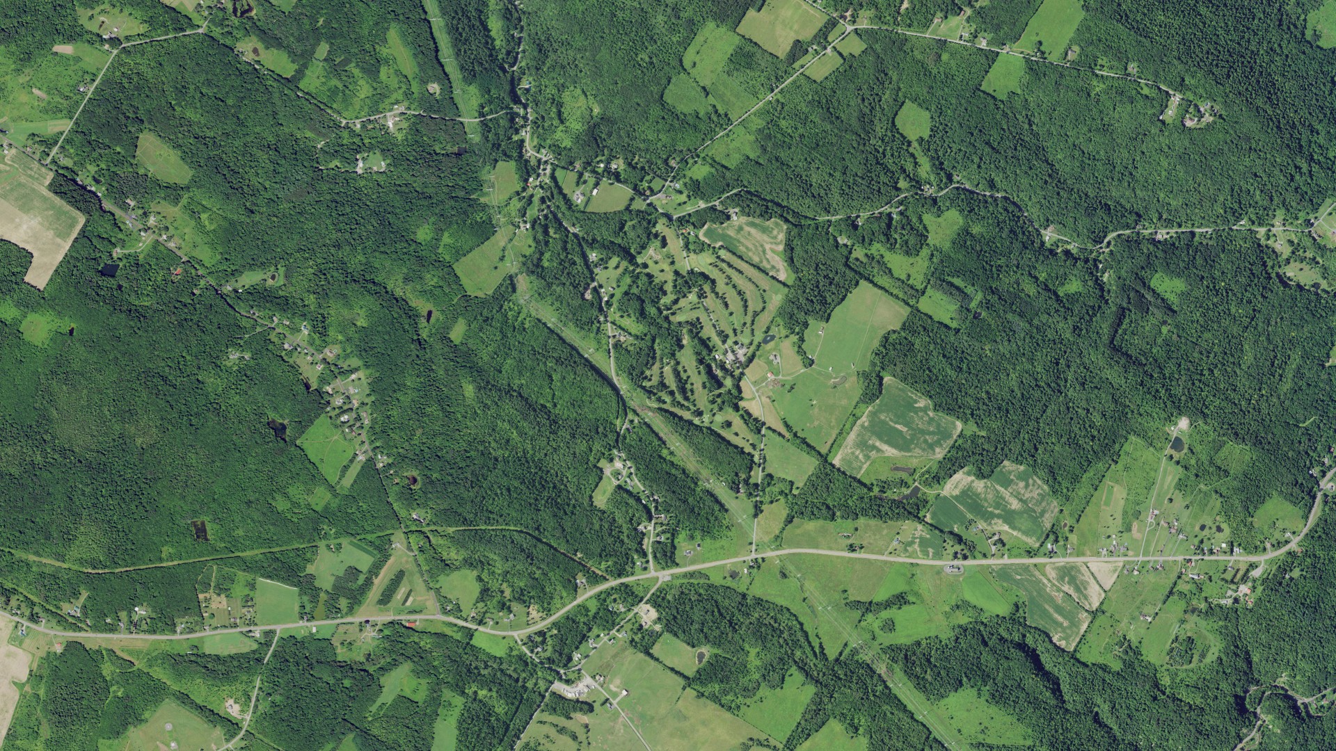 Aerial view of land around Frankfort, New York