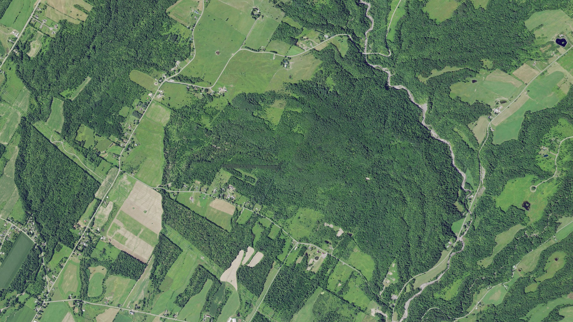 Aerial view of land around Schuyler, New York