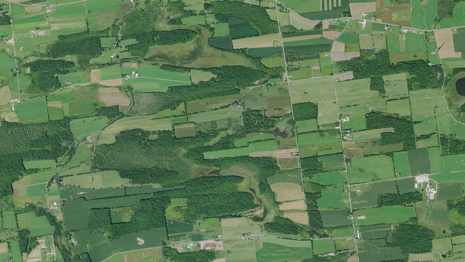 Aerial view of land around Warren, New York