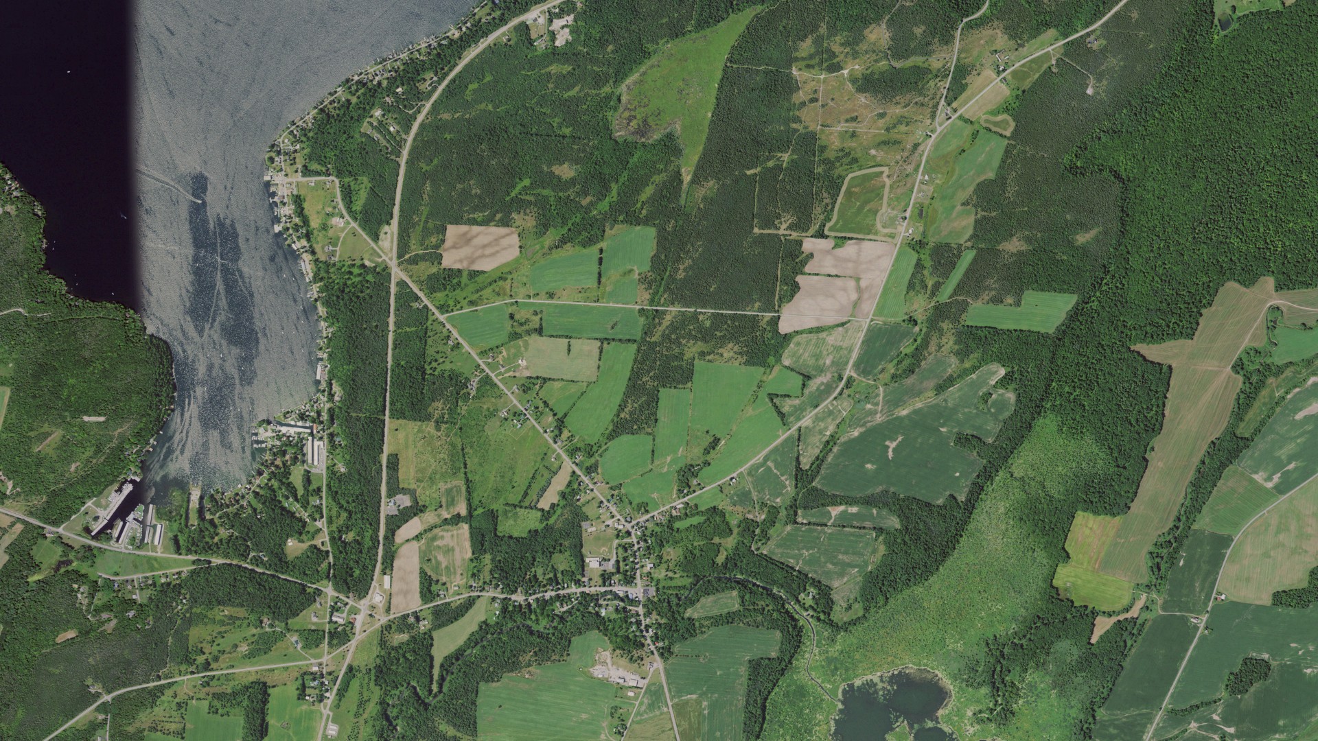 Aerial view of land around Henderson, New York