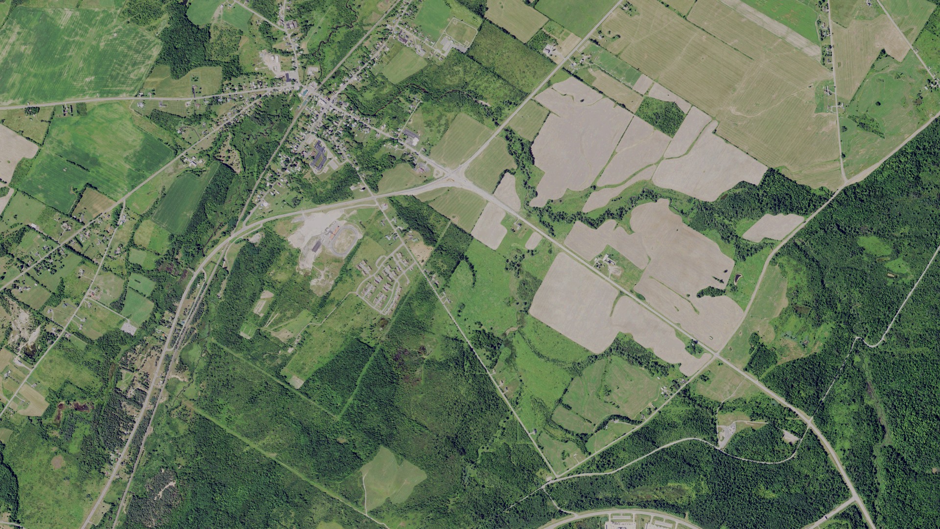 Aerial view of land around Le Ray, New York