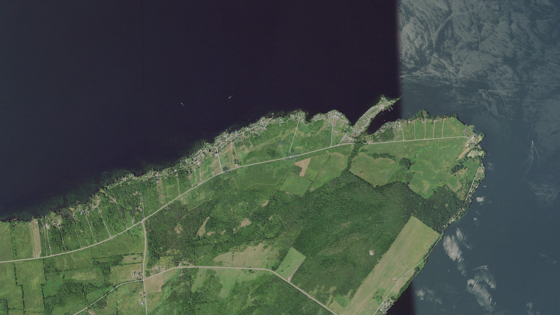 Aerial view of land around Lyme, New York
