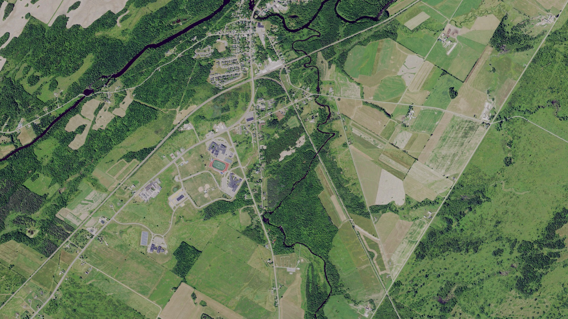 Natural-color aerial photograph of land around Philadelphia, New York