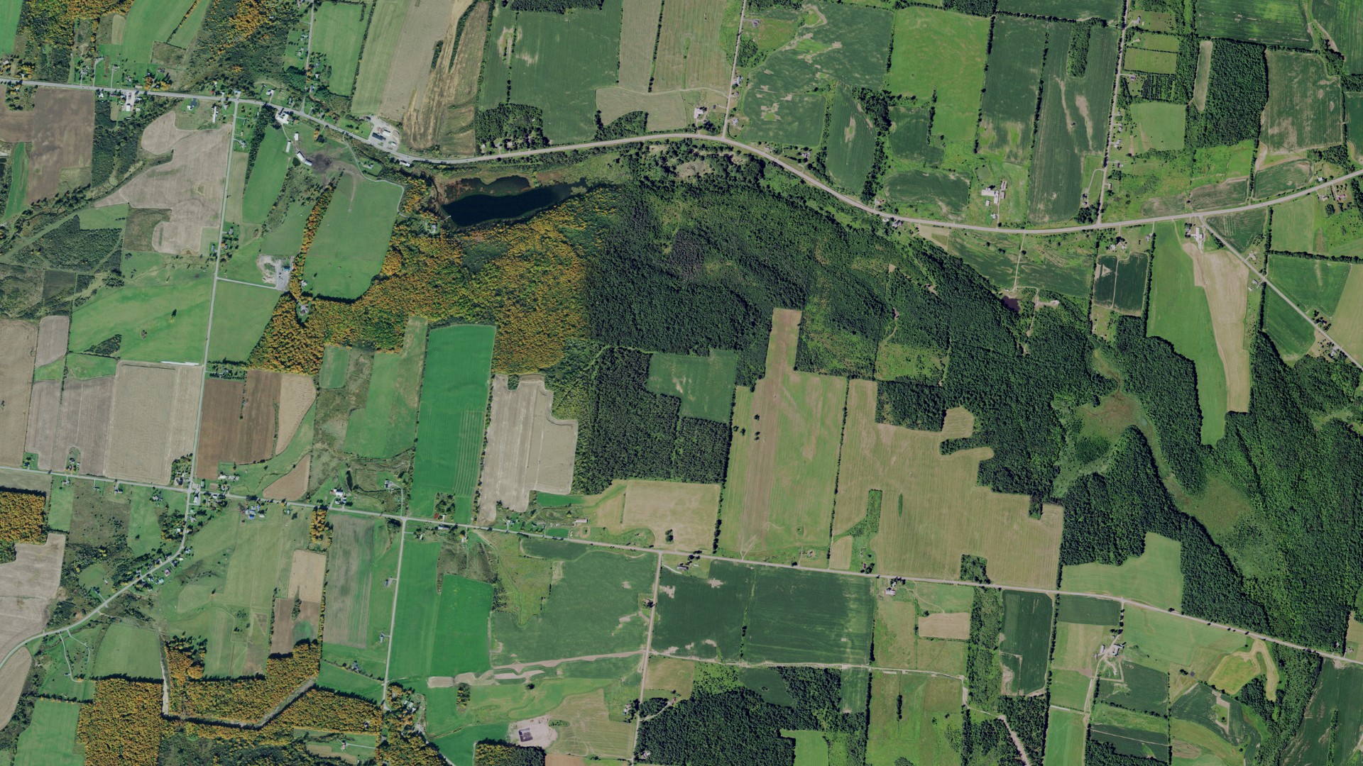 Aerial view of land around Rutland, New York