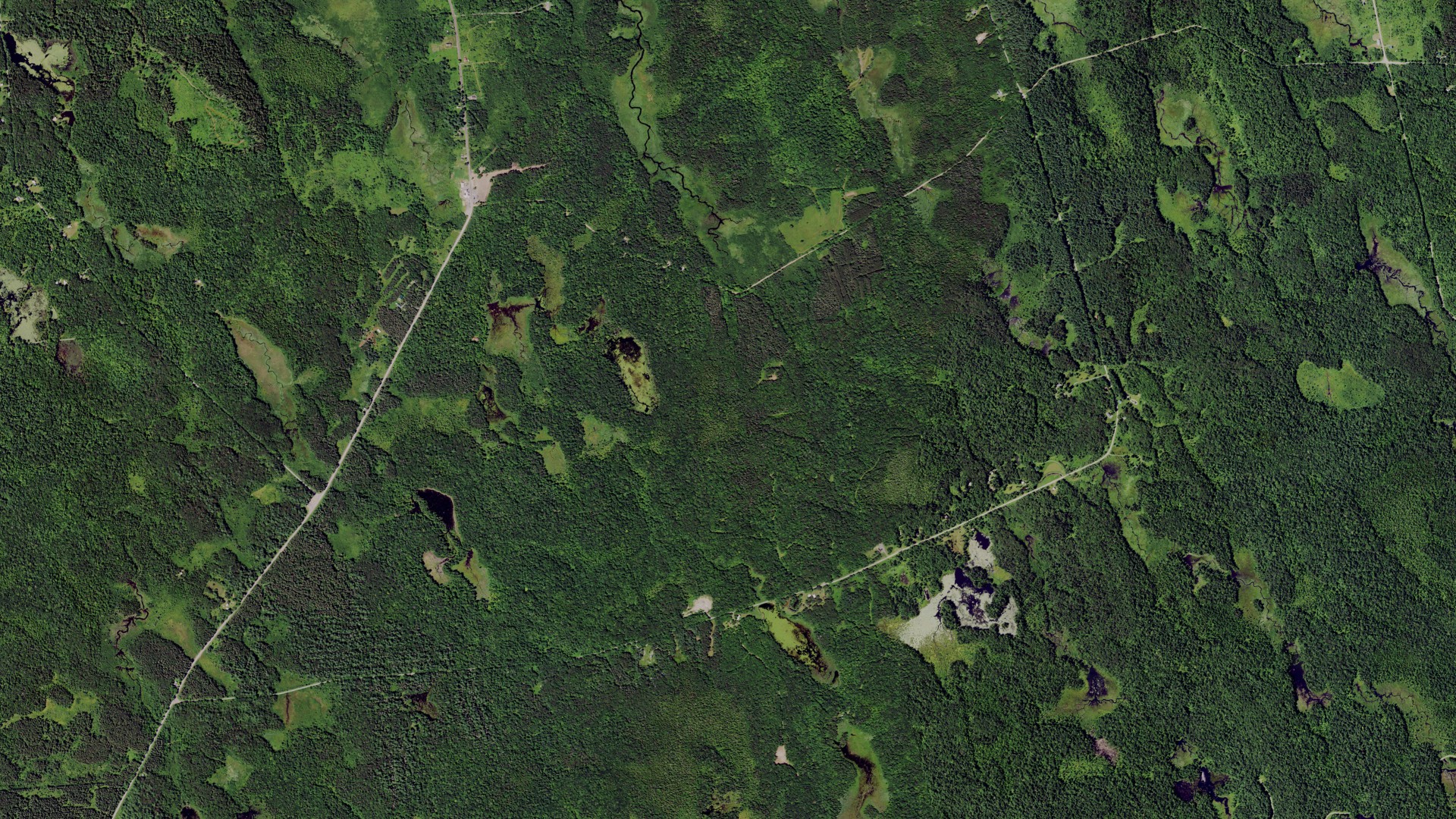 Natural-color aerial photograph of land around Montague, New York