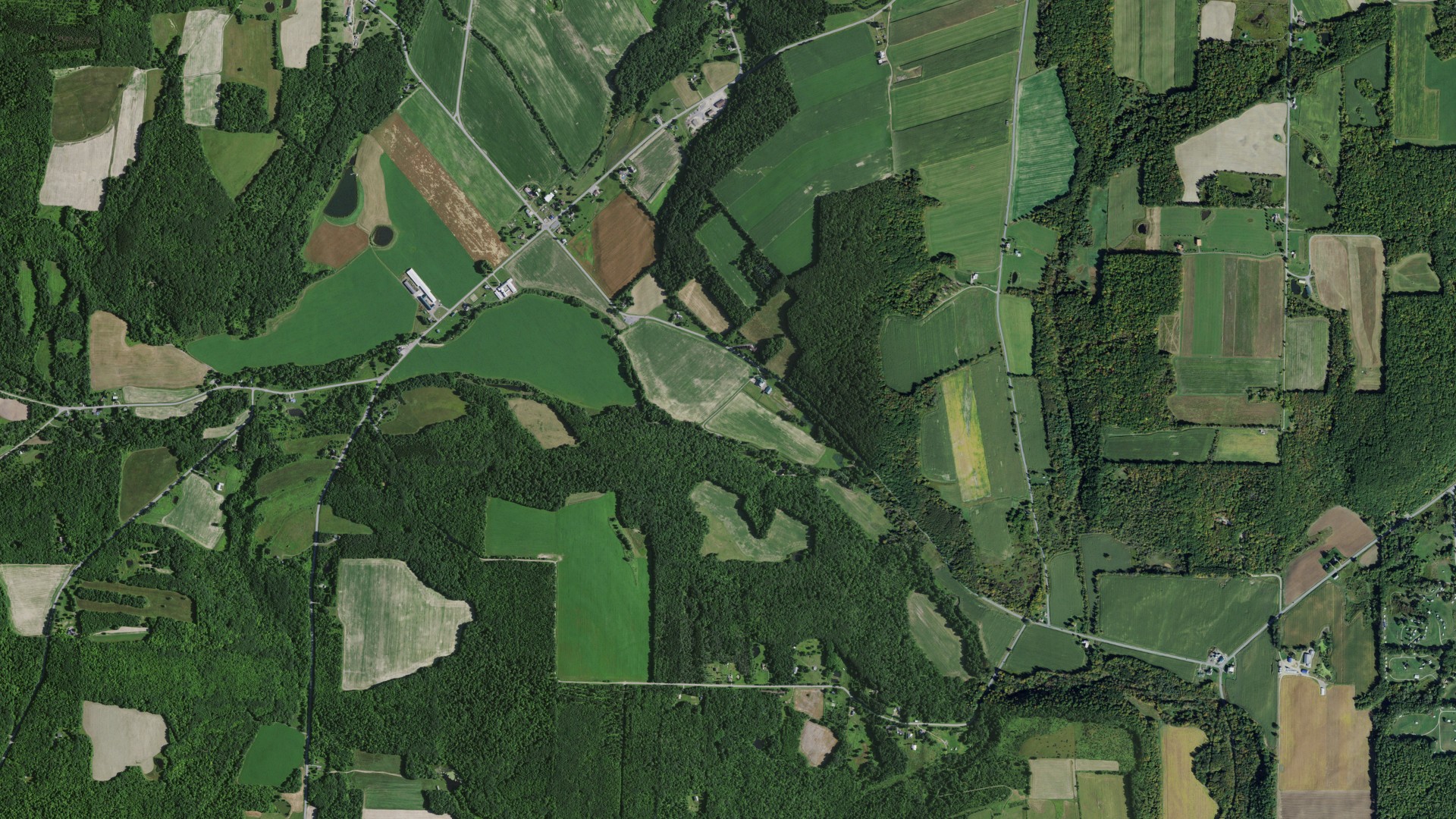 Aerial view of land around Ossian, New York