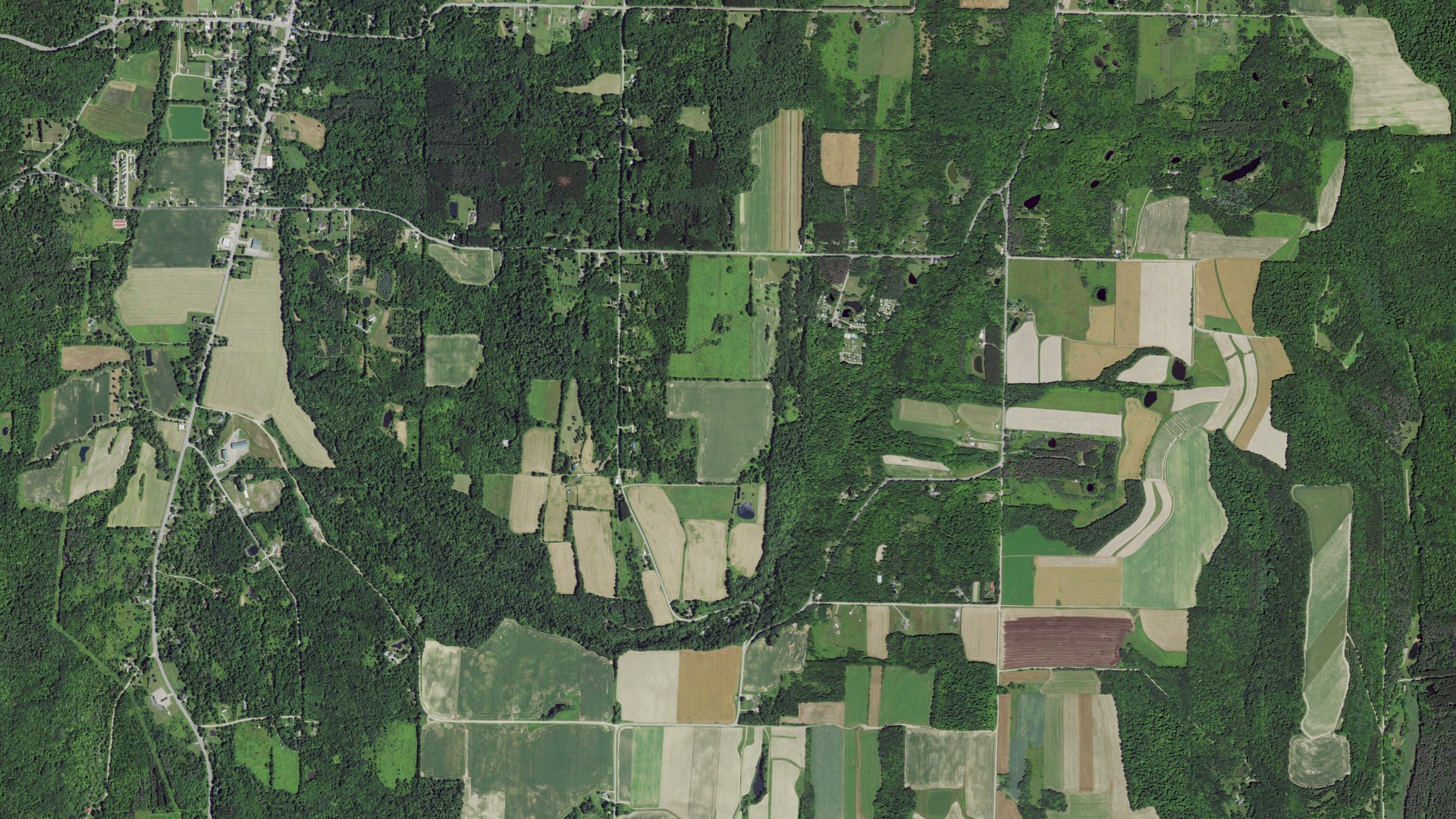 Aerial view of land around Springwater, New York