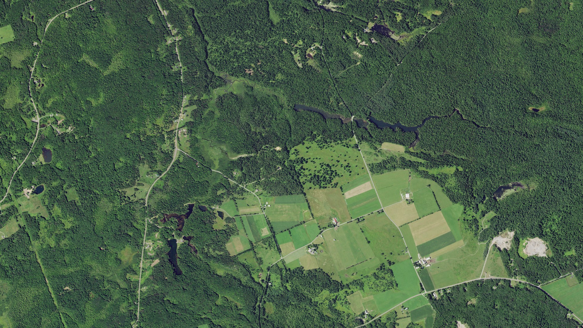 Natural-color aerial photograph of land around Remsen, New York