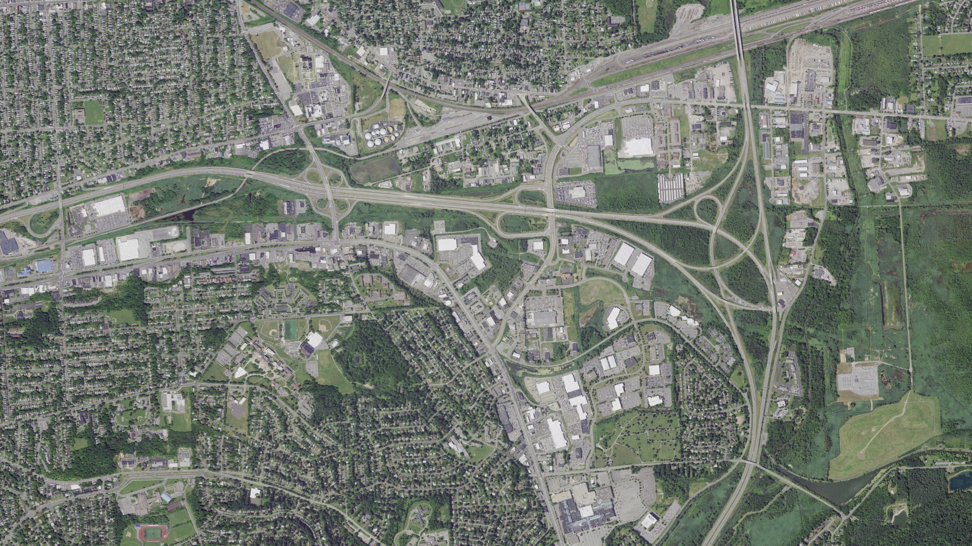 Aerial view of land around DeWitt, New York