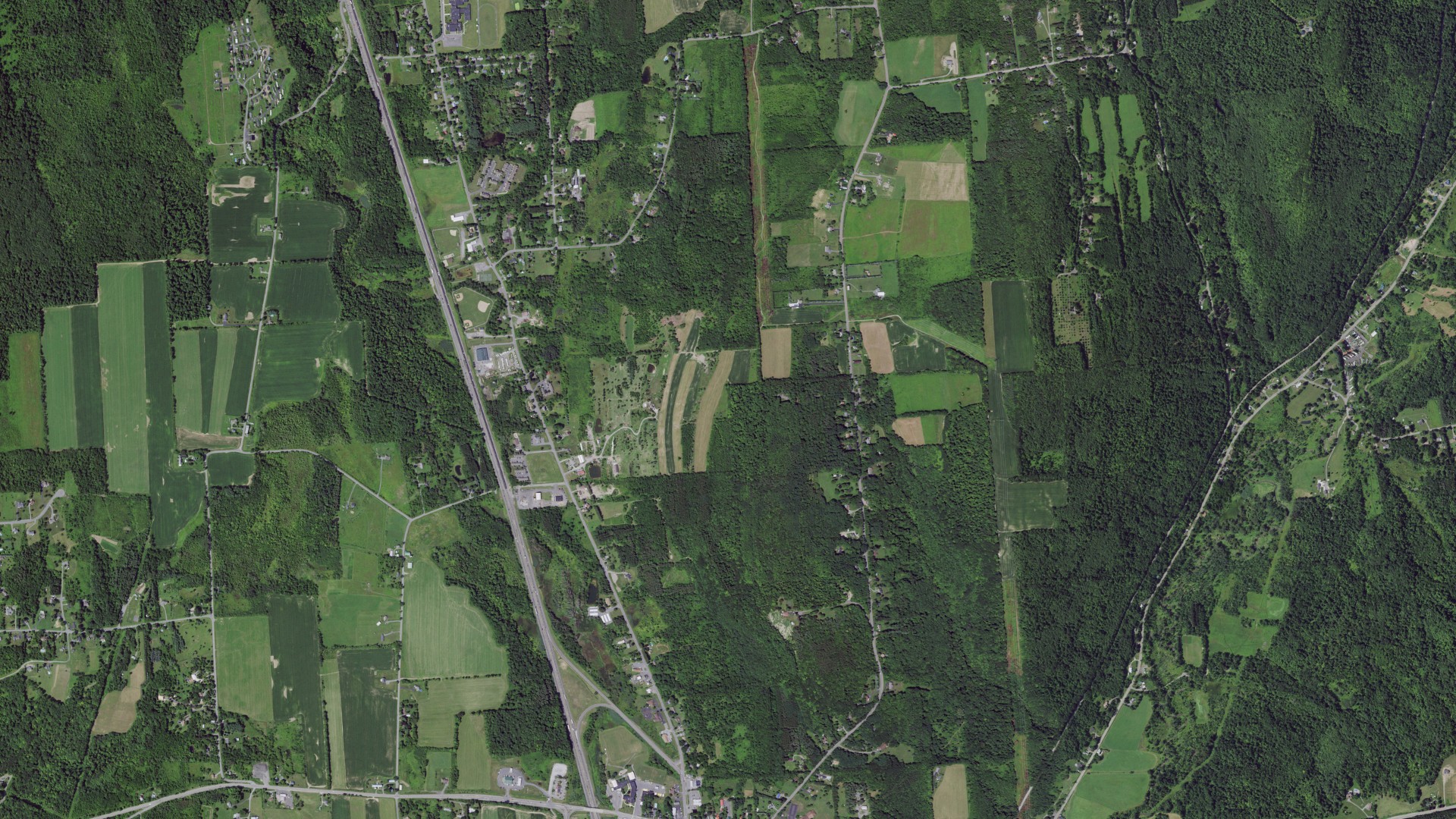 Natural-color aerial photograph of land around LaFayette, New York