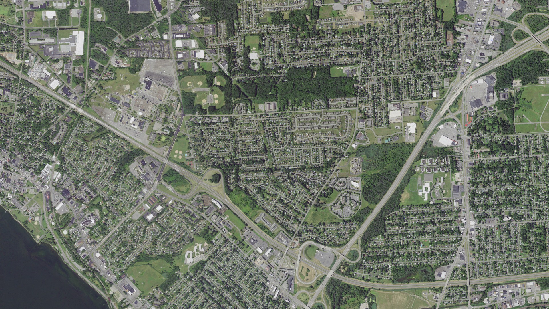 Aerial view of land around Salina, New York